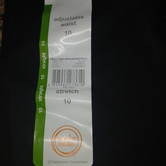 Classic Black Pants.Wonder Nation adjustable waste twill pants 10 Nwt - Picture 5 of 5